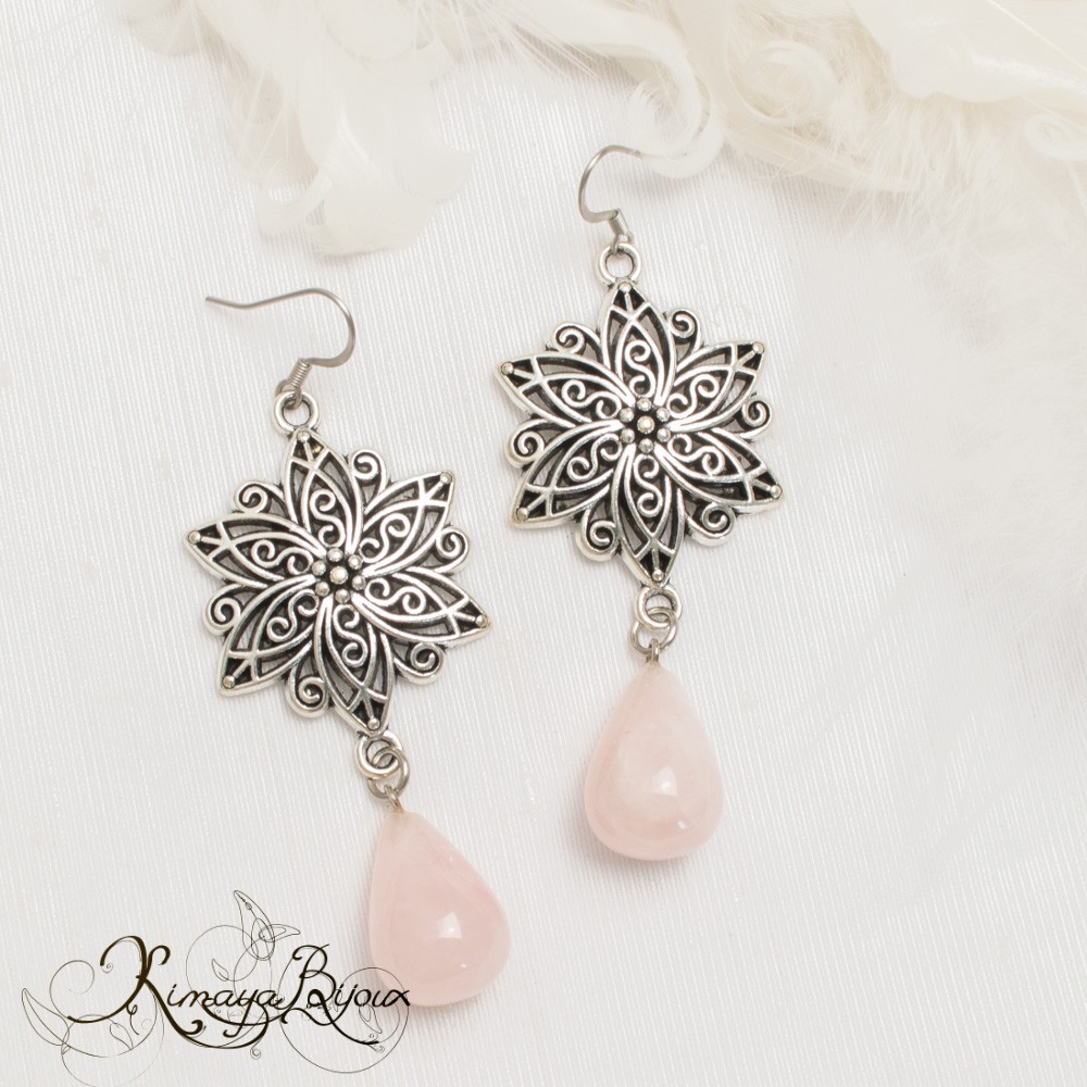 Boucles d'oreilles quartz rose ~ paix intérieur ~