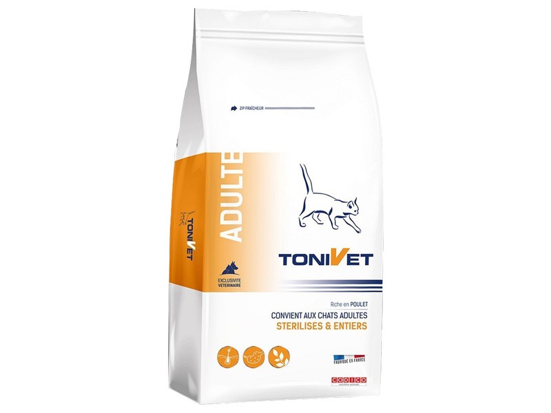 Tonivet Chat ADULTE POULET Sac 15 kg - Age : Adulte, Santé de l'animal : Entretien, Types d'aliments : Croquettes, Saveurs : Poulet, Gammes : CODICO Tonivet